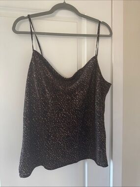 Banana Republic Black and Tan Speckled Cowl Neck Camisole